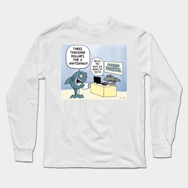 Shark at the Dentists office Long Sleeve T-Shirt by Stacks